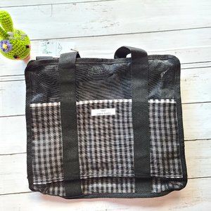 Arlene Morillo Black Pink Plaid Mesh Backpack - Adjustable Straps